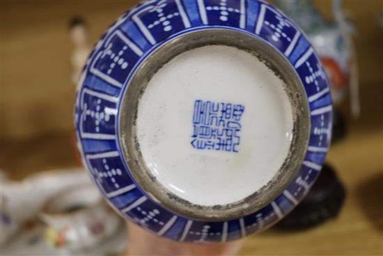A Chinese doucai ewer and a blue and white vase